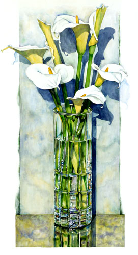 Calla Lilies in Crystal watercolor