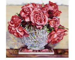 Hot Cocoa Rose in Crystal Vase