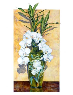 White Moth Orchids in Orchid Vase