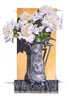 Watercolor of Peonies in Art Nouveau VasePewter