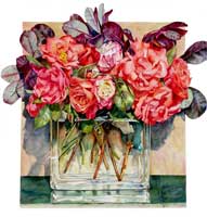 September Roses watercolor by Sally Robertson