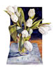 Watercolor of White Tulips in Glass Vase