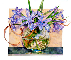 Wild Iris in Glass Bowl