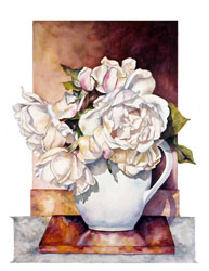 October Roses Watercolor by Sally Robertson