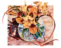 Rust Iris watercolor by Sally Robertson