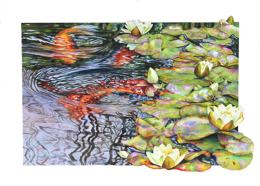 Pondscape watercolor by Sally Robertson